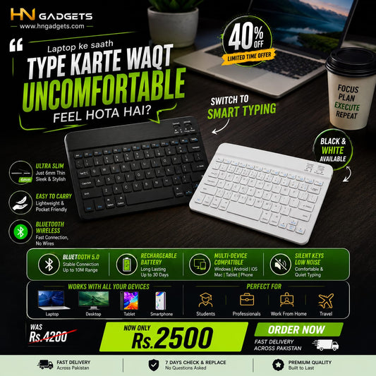 Mini Bluetooth Keyboard – Wireless Keyboard for Mobile, Smart TV, Tablet & Laptop