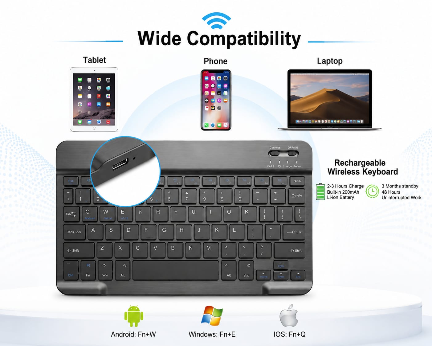 Mini Bluetooth Keyboard – Wireless Keyboard for Mobile, Smart TV, Tablet & Laptop