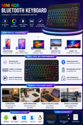 Mini RGB Bluetooth Keyboard – Compatible with Mobile, Smart TV, Tablet & Laptop