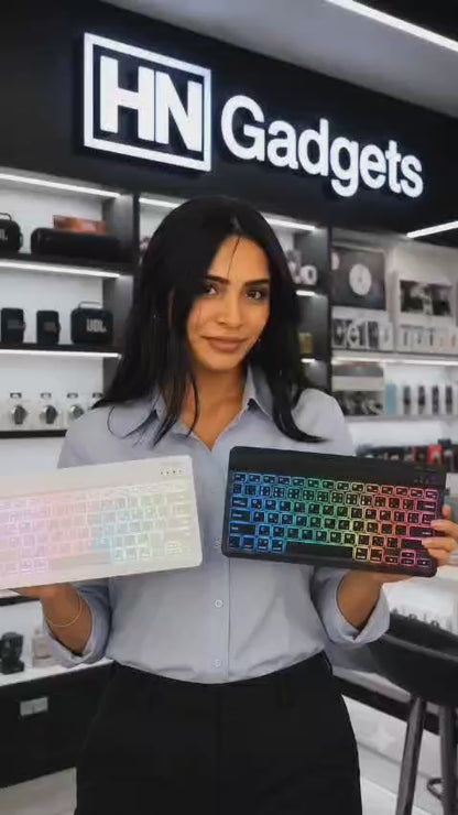 Mini RGB Bluetooth Keyboard – Compatible with Mobile, Smart TV, Tablet & Laptop