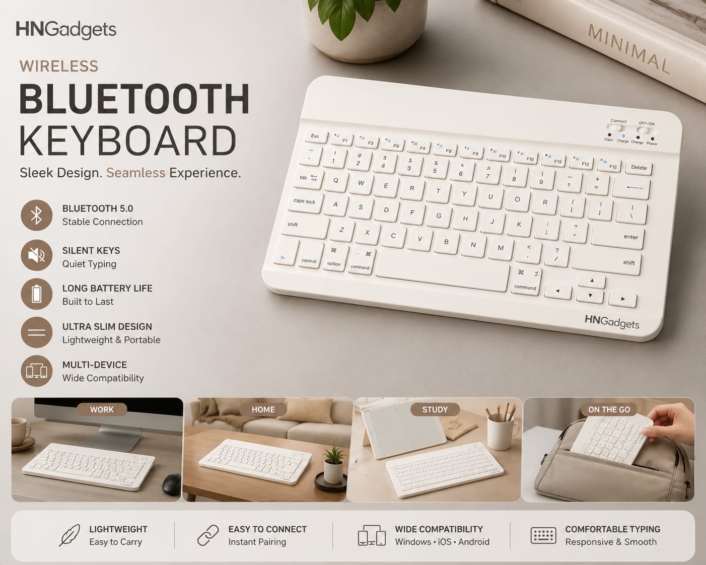 Mini Bluetooth Keyboard – Wireless Keyboard for Mobile, Smart TV, Tablet & Laptop